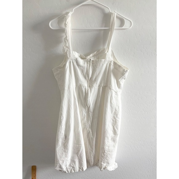 ModCloth White Ruffle Sleeveless Mini Dress Size 14 Lined Lyocell Blend - Picture 1 of 6